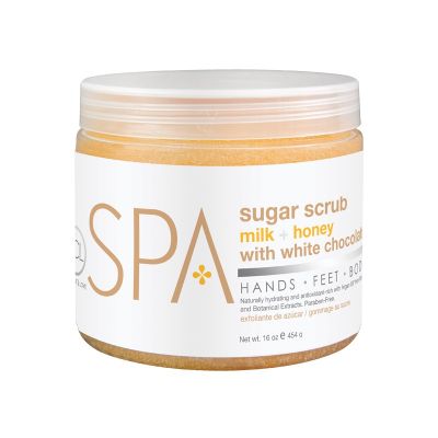 BCL Milk & Honey w/White Chocolate SCRUB 16oz available in Trinidad and Tobago.