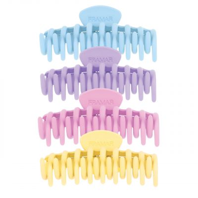 Framar Rubberized Claw Clips - Pastel 4pk available in Trinidad and Tobago.
