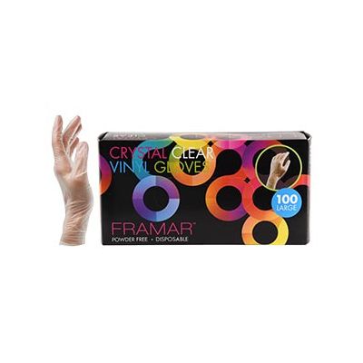 Framar Crystal CLEAR Gloves Large 100pcs available in Trinidad and Tobago.