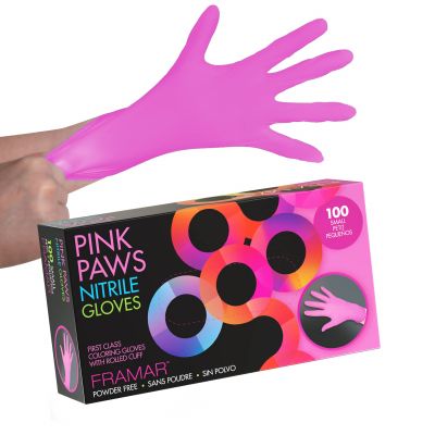 Framar PINK Paws Nitrile Gloves Small 100pcs available in Trinidad and Tobago.