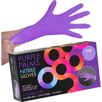 Framar Purple Palms Nitrile Gloves MEDIUM 100pcs available in Trinidad and Tobago.