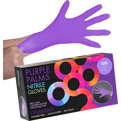 Framar Purple Palms Nitrile Gloves Small 100pcs available in Trinidad and Tobago.