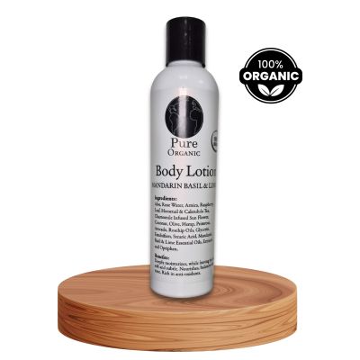 Pure Organic Mandarin Basil LIme Body Lotion 8oz available in Trinidad and Tobago.