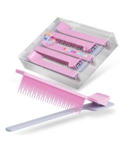 Color Bow Clip Comb - Pink/Gray - 5pk